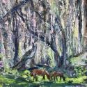 Willow Horses, 18x14, oil on canvas