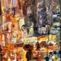 City at Night, 11x14, Oil on Board